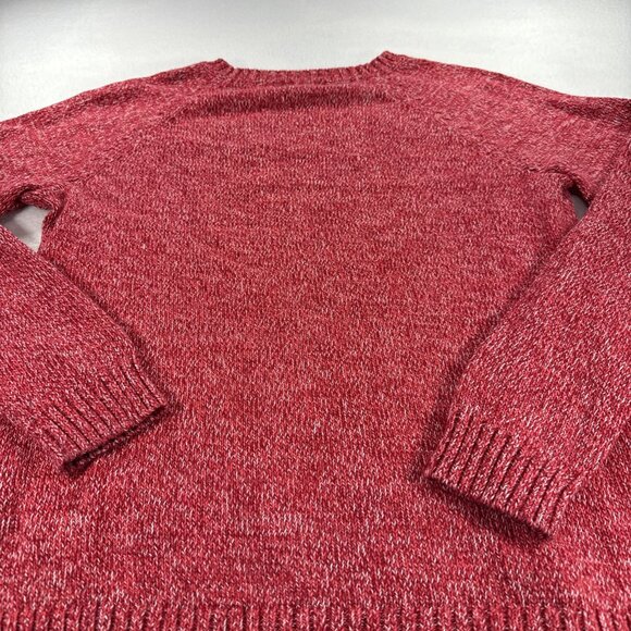 Lands' End Drifter Sweater Cable Cross Hatch Knit Womens Large 14-16 Red & White - Picture 8 of 9